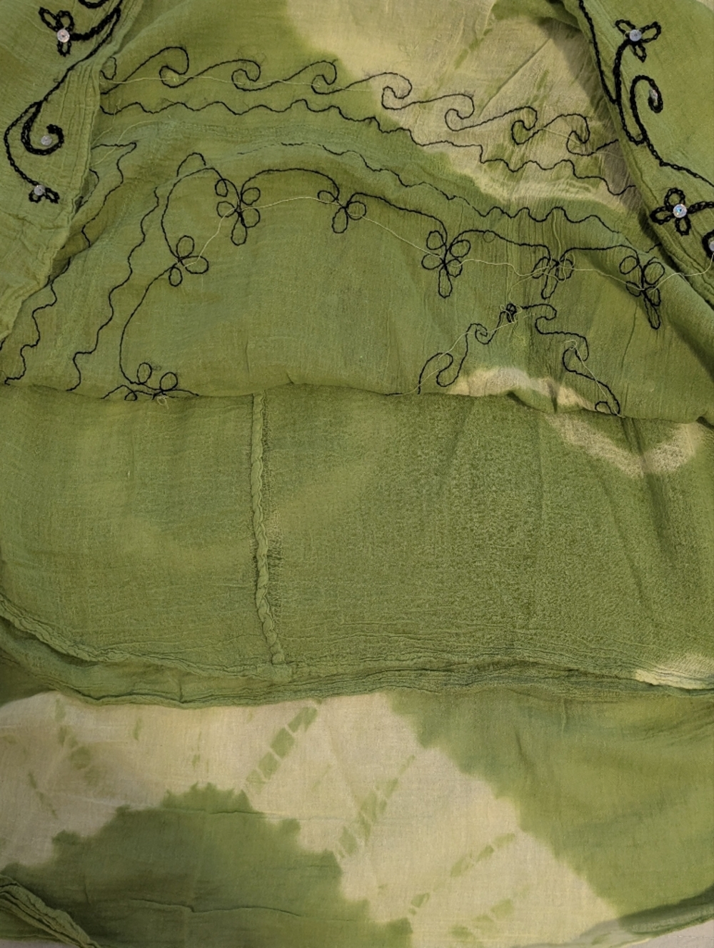 Bohemian Green Tie-Dye Embroidered Maxi Skirt - Picture 4 of 5